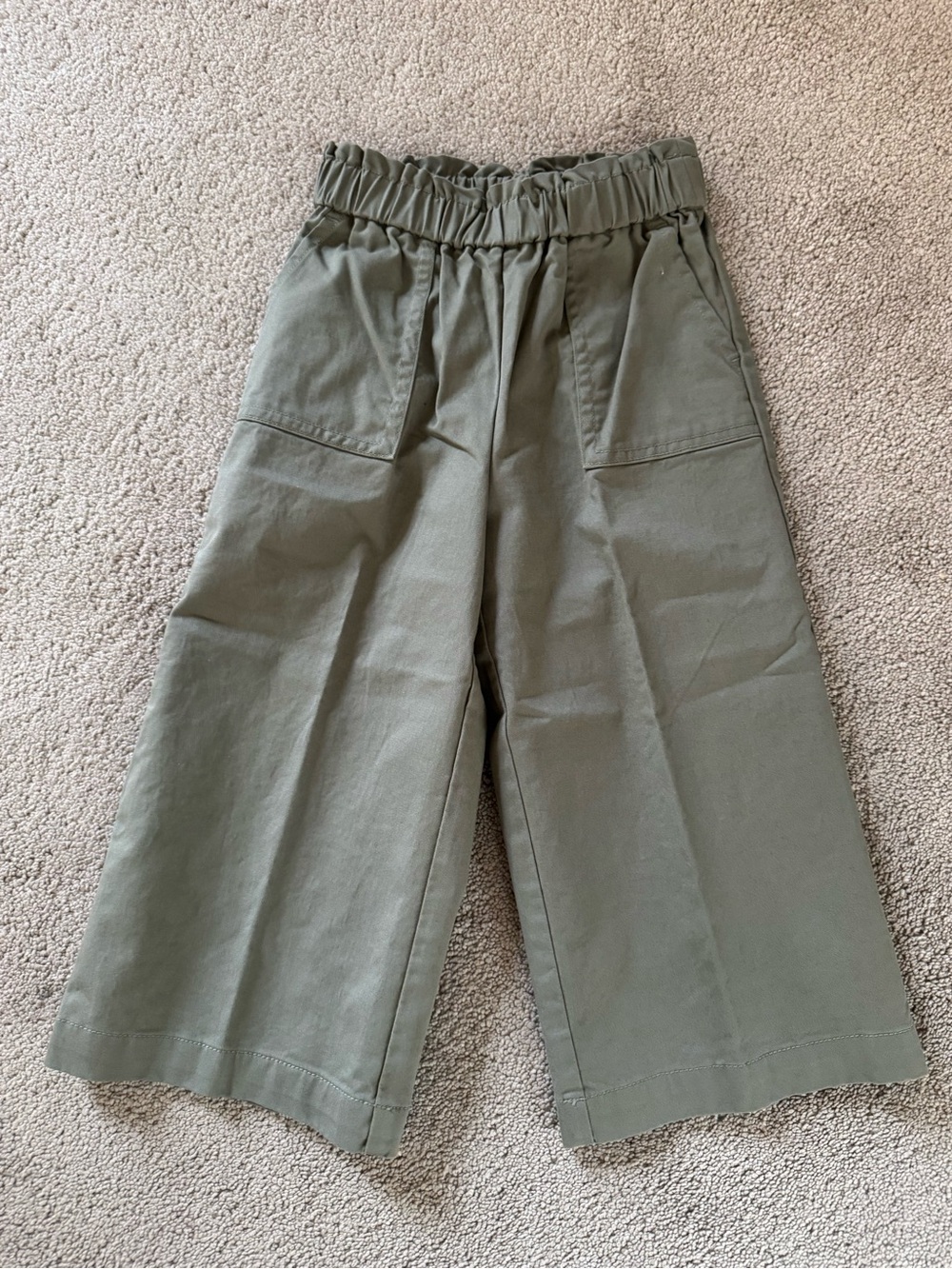 GAP Olive Green Elastic-Waist Wide Leg Kids Pants